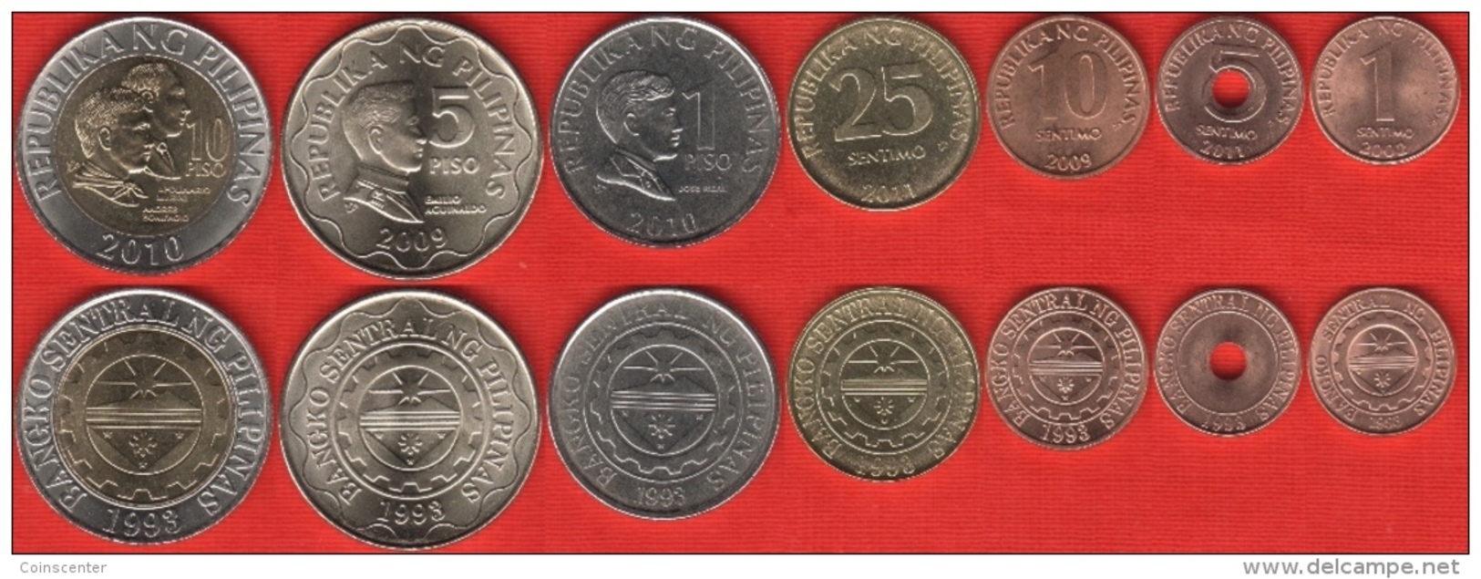 Philippines Set Of 7 Coins: 1 Sentimo - 10 Piso 2002-2011 UNC - Philippines