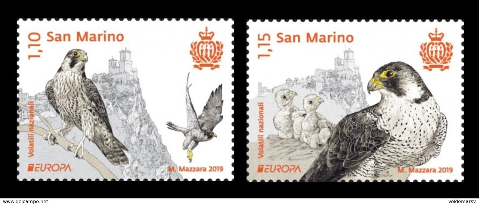 San Marino 2019 Mih. 2775/76 Europa. National Birds. Fauna. Falcons MNH ** - Nuovi
