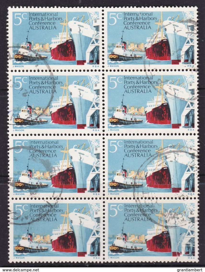 Australia 1969 Ports & Harbours 5c Block Of 8 Used - Used Stamps