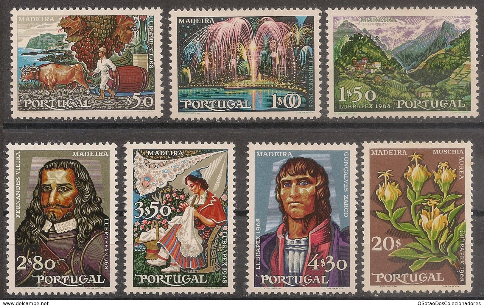 Portugal 1968 - Série Completa Lubrapex Madeira 1031 A 1037 - Set Complete Exhibition Portuguese Stamp - Mint MNH** Neuf - Unused Stamps