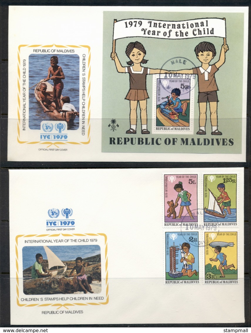 Maldive Is  1979 IYC International Year Of The Child +MS 2xFDC - Maldives (1965-...)