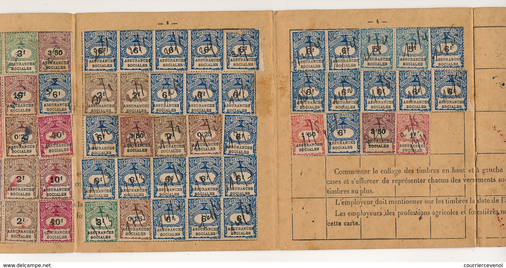 FRANCE - Feuillet Trimestriel Portant 25 Timbres + Carte Annuelle De Cotisations Portant 64 Timbres - 1931 - - Autres & Non Classés