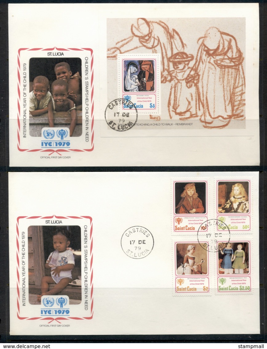 St Lucia 1979 IYC International Year Of The Child +Ms 2x FDC - St.Lucia (1979-...)