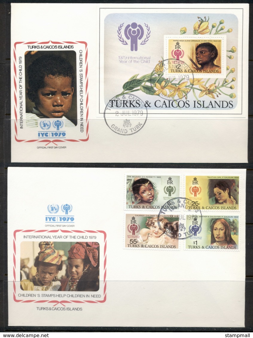 Turks & Caicos Is 1979 IYC International Year Of The Child +MS 2x FDC - Turks And Caicos