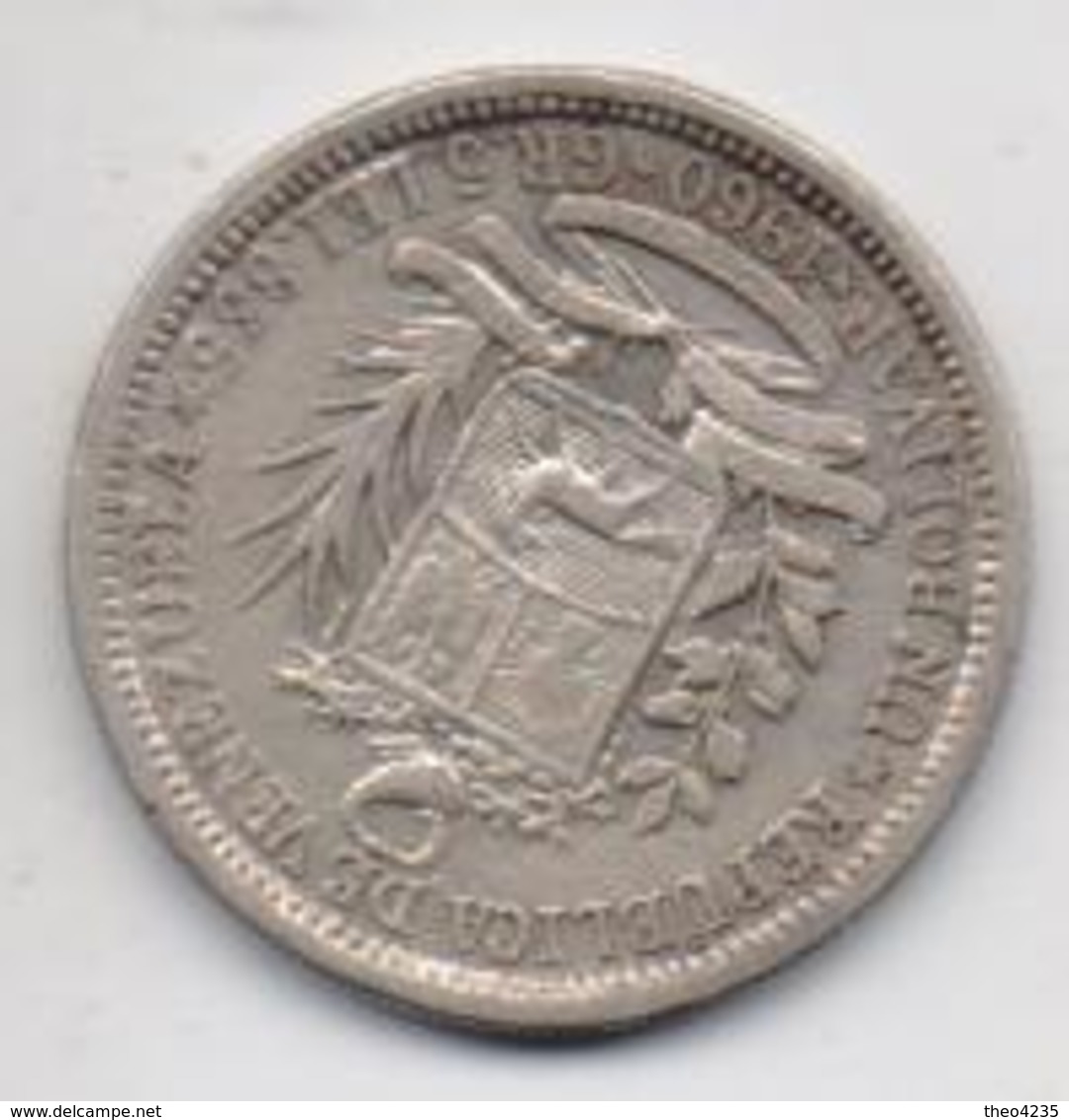 VENEZUELA SILVER COIN 1 BOLIVAR -1960-USED AS SCAN(Kbx) - Venezuela