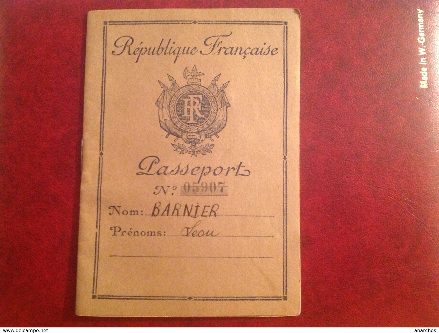 Passeport Français 1946 Leon Barnier - Non Classés