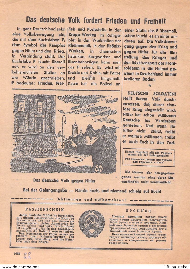 WWII WW2 Flugblatt Tract Soviet Propaganda Against Germany "Was Geht In Deutschland Vor?" Juli 1942 Nr. 182  CODE 1686 - 1939-45