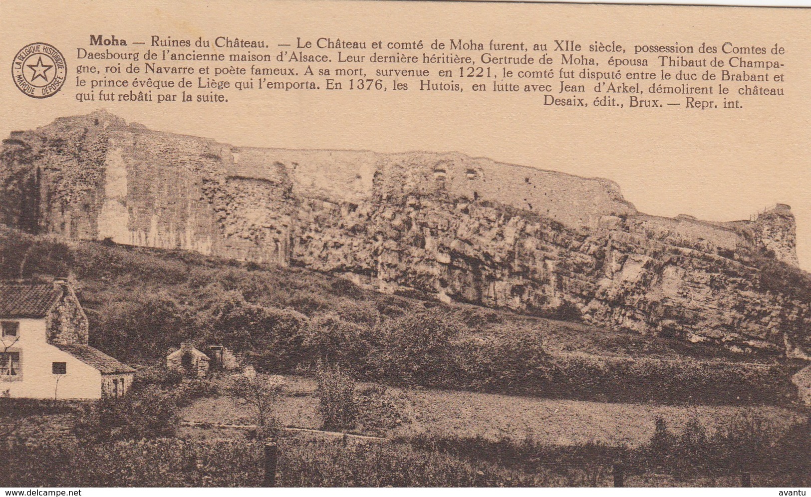 GILLY / MOHA / CARTE D HONNEUR DE L ECOLE MOYENNE  DEGILLY / RUINES DU CHATEAU DE MOHA - Charleroi