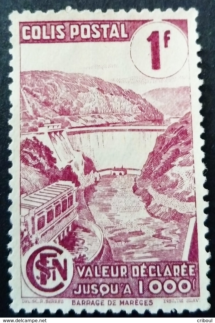 France 1943 Colis Postaux Barrage Dam Valeur Déclarée Avec Filigrane With Watermark Yvert 216A (*)  MNG - Mint/Hinged