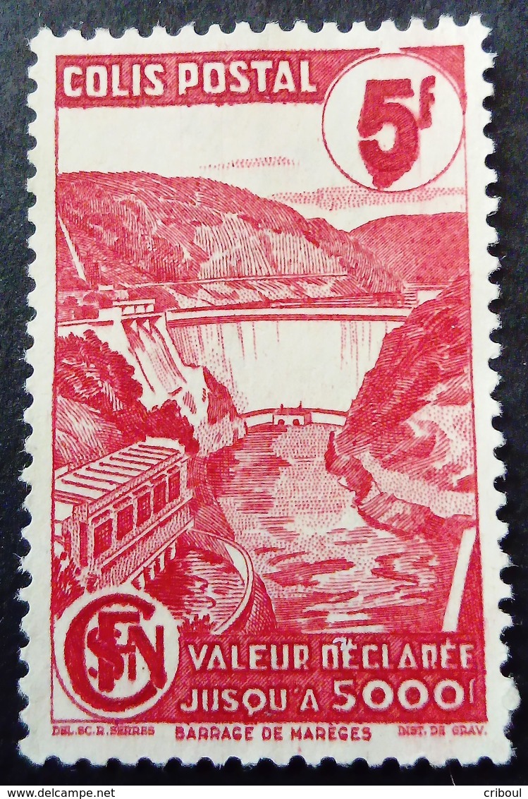 France 1943 Colis Postaux Barrage Dam Valeur Déclarée Avec Filigrane With Watermark Yvert 217A (*)  MNG - Ungebraucht