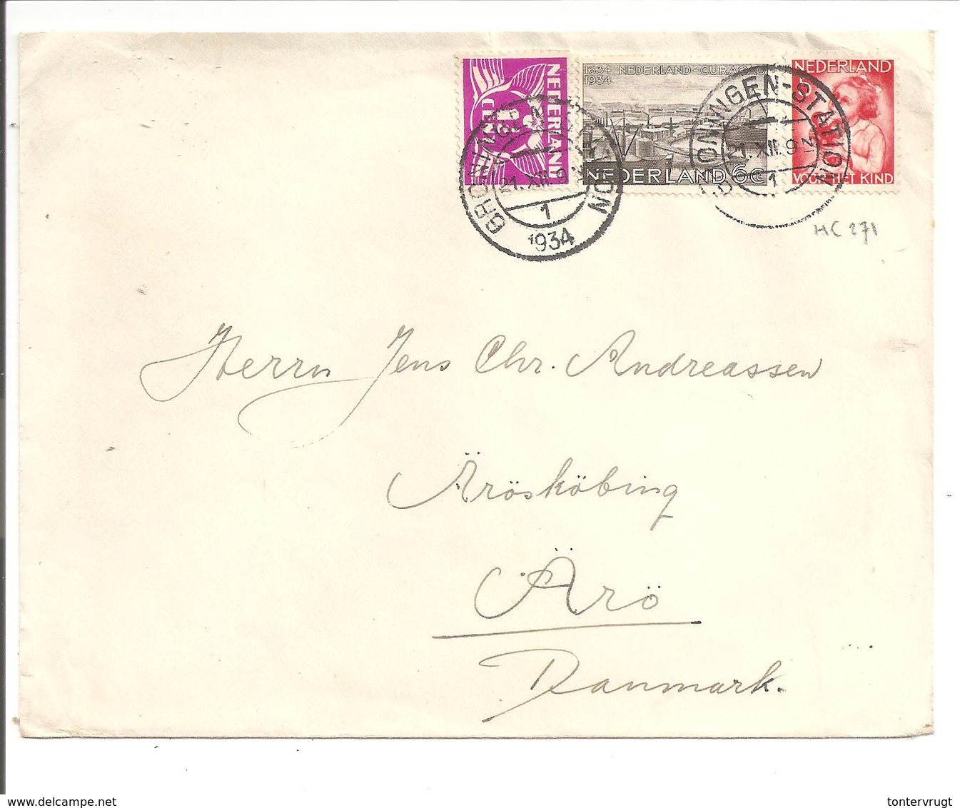 1934 Kinderzegel Mengfrankering N.V.P.H. 271 Groningen - Brieven En Documenten