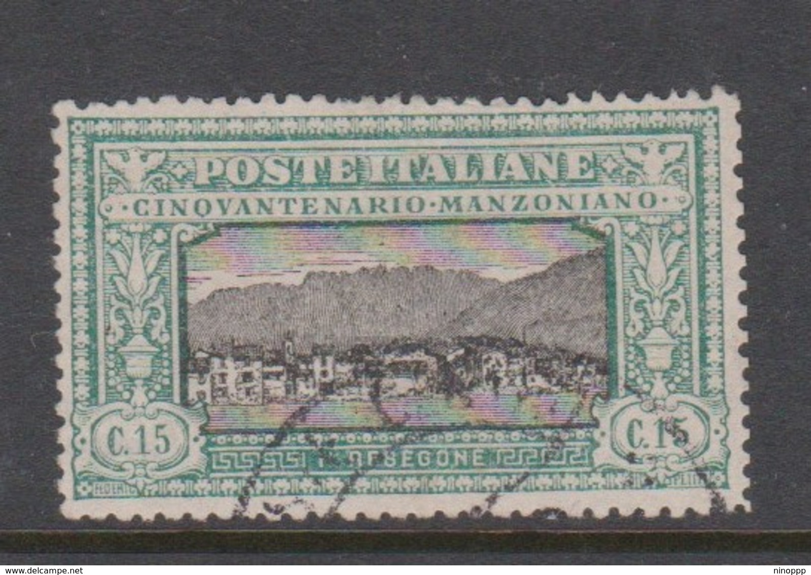 Italy S 152 1923 50th Anniversary Death Of Manzoni, 15c Green And Black, Used - Oblitérés