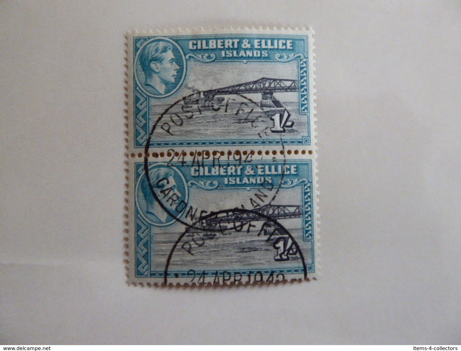 GILBERT & ELLICE ISLANDS SG 51a POSTMARK GARDNER ISLAND VERTICAL PAIR USED - Gilbert & Ellice Islands (...-1979)