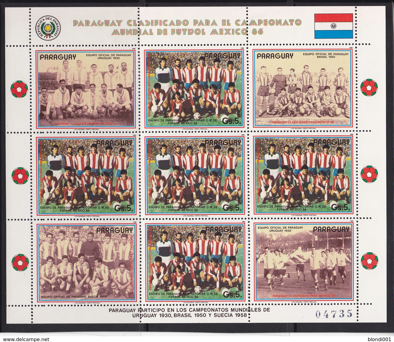 Soccer World Cup 1986 - PARAGUAY - Sheet MNH** - 1986 – Mexico