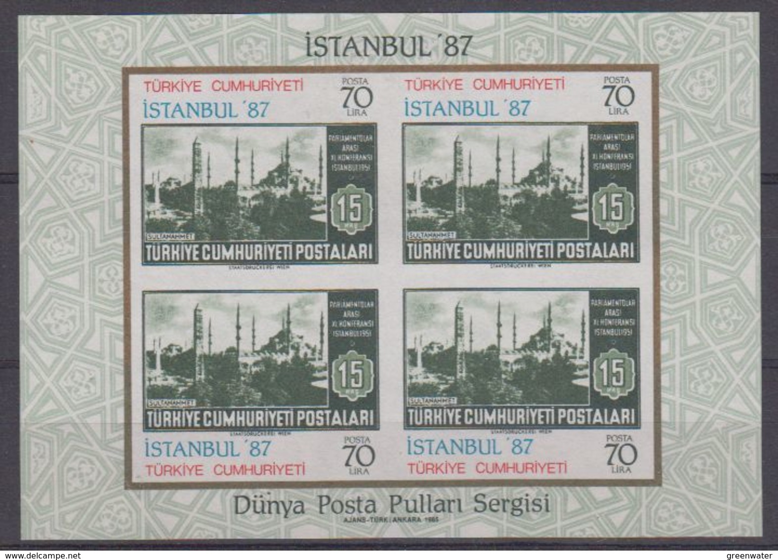 Turkey 1987 Istanbul '87 M/s ** Mnh (43395) - Blokken & Velletjes