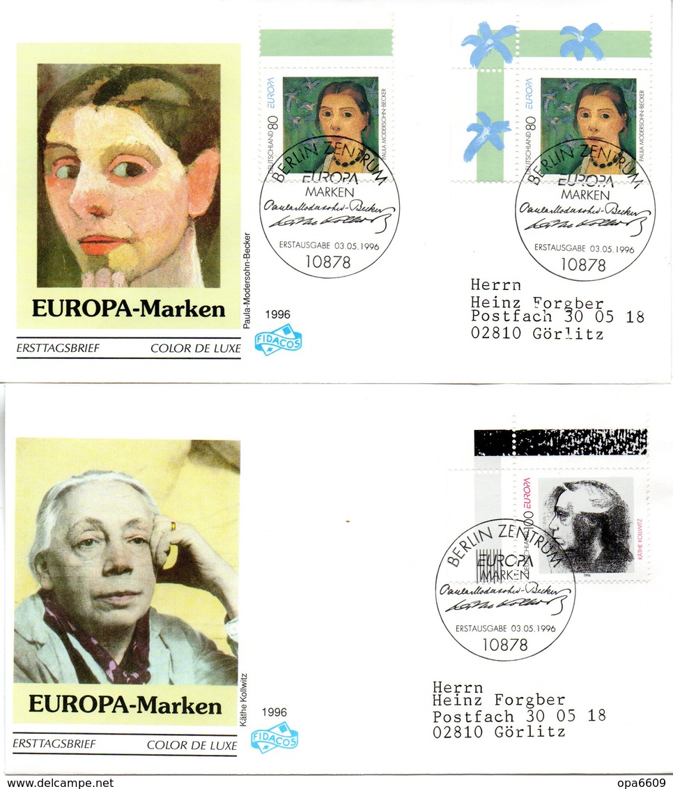 BRD 2 Schmuck-FDC "Europa: Berühmte Frauen" Mi.1854/55 ESSt 3.5.1996 BERLIN ZENTRUM - Other & Unclassified