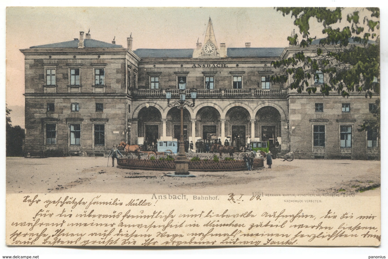 ANSBACH  Germany - Bahnhof, Railway Station, 1904. - Ansbach