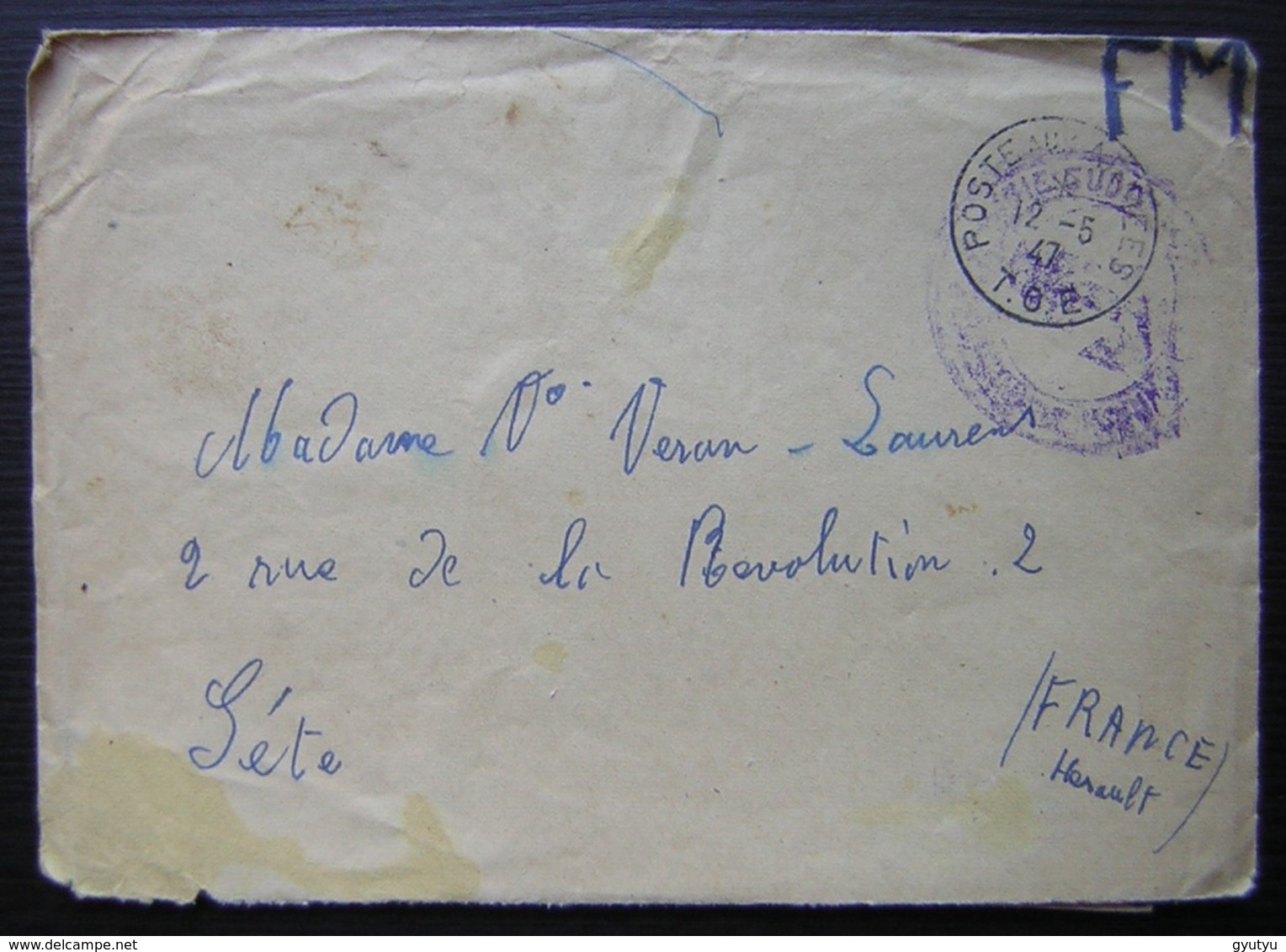 Indochine 1947 Lettre De L'Arcachonnaise 2°F.A Saïgon Naval, Texte Parlant Des Viets Minh Et D'une Bataille, Pour Sète - War Of Indo-China / Vietnam