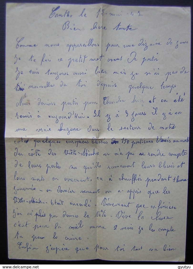 Indochine 1947 Lettre De L'Arcachonnaise 2°F.A Saïgon Naval, Texte Parlant Des Viets Minh Et D'une Bataille, Pour Sète - War Of Indo-China / Vietnam