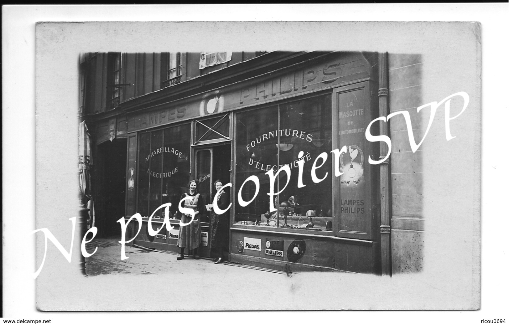 Carte Photo - PARIS 10e - 220 Rue Lafayette - Magasin Electricité GASCA - TBE - NC - 1925 - Arrondissement: 10