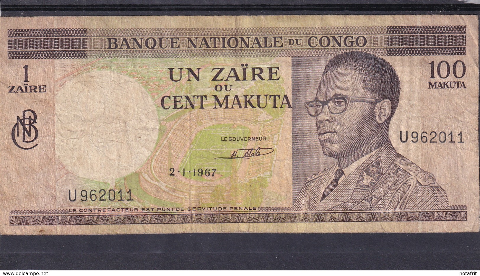 Congo Belgian  100 Makuta 1968 Vf Un Zaire  Fine - Demokratische Republik Kongo & Zaire