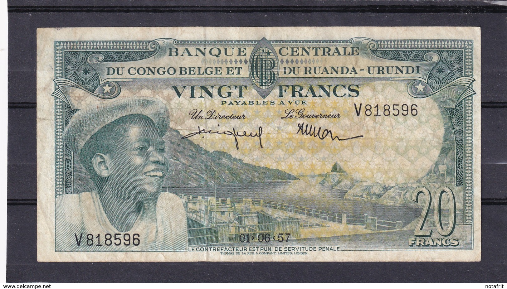 Congo Belgian  20 Fr 1957  XF - Democratic Republic Of The Congo & Zaire