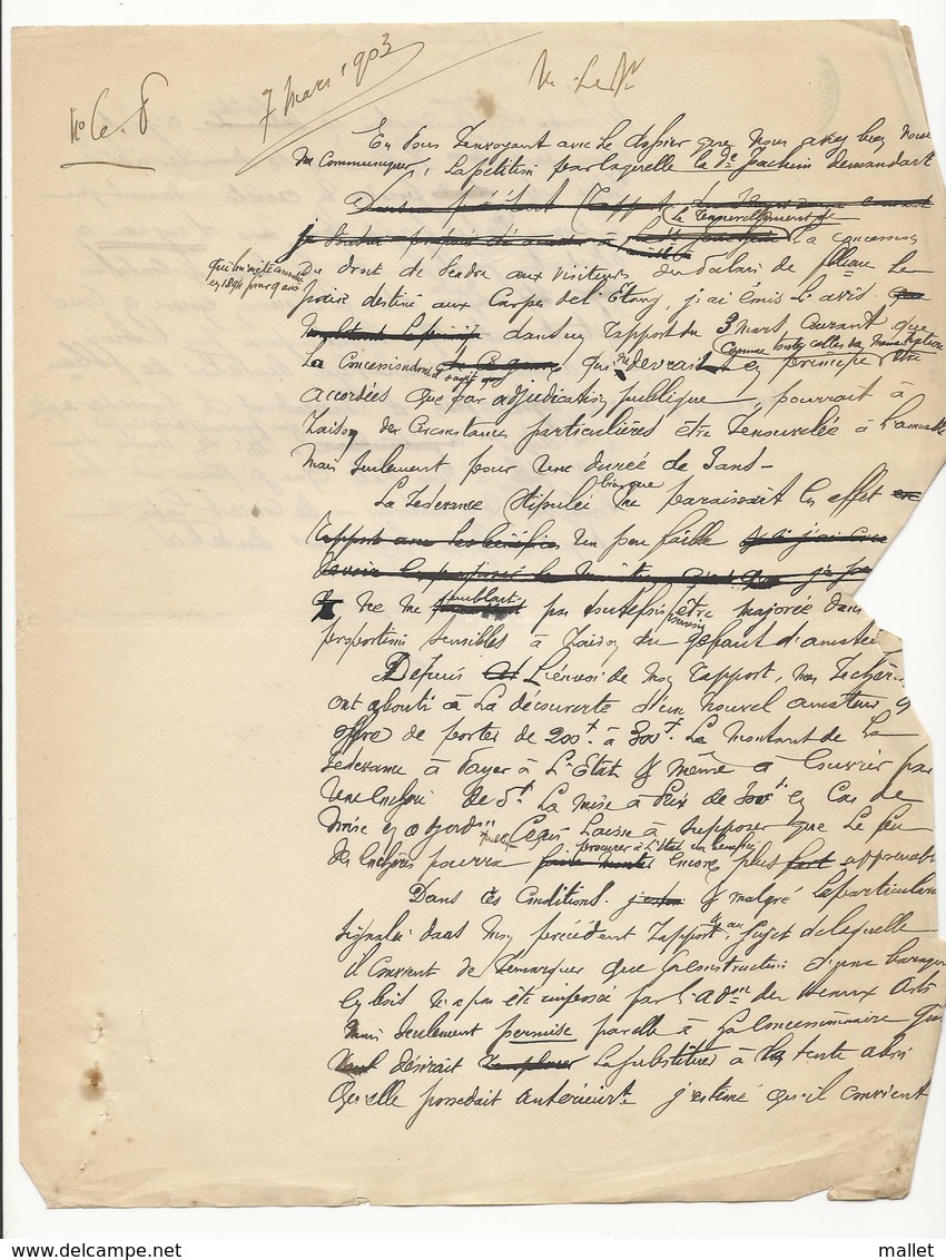 Courriers (Melun, 1903) Relatif à La Vente De Pain à L'étang Aux Carpes Du Palais De Fontainebleau - 3 Feuilles - Documents Historiques