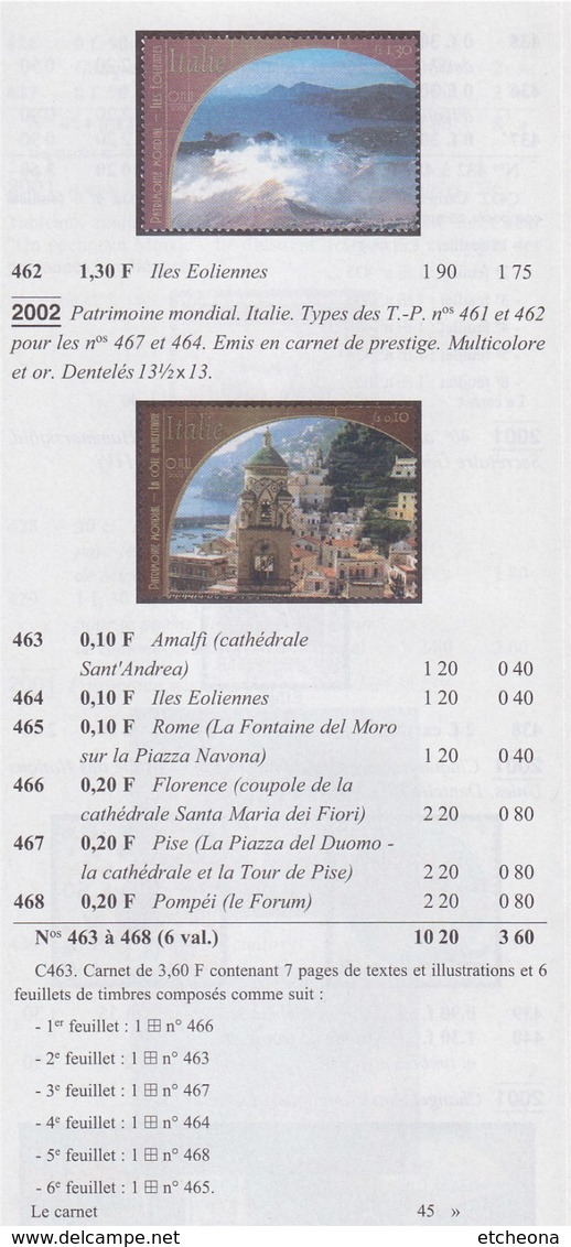 = Carnet Italie Patrimoine Mondial Amalfi Rome Florence Pise Pompéi Îles Eoliennes C463 état Neuf Nations Unies Genève - Booklets