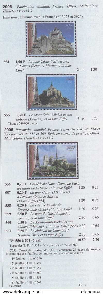 = Carnet France Patrimoine Mondial Notre Dame De Paris Tour Eiffel Mont St. Michel C556 état Neuf Nations Unies Genève - Carnets