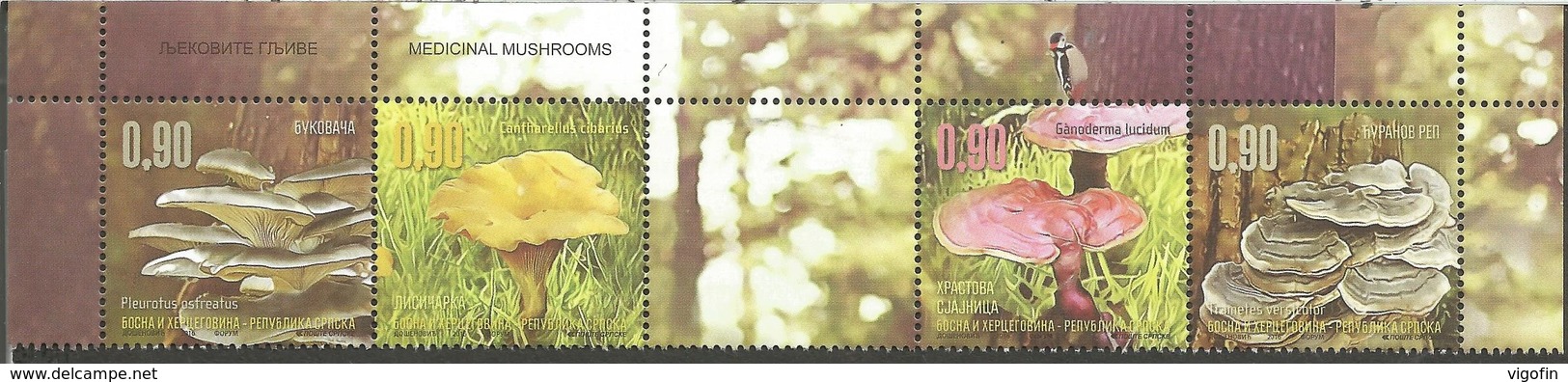 BHRS 2016-698-701 MUSHROOMS PILTZE, BOSNA AND HERZEGOVINA REPUBLIKA SRBSKA, 1 X 4v + L , MNH - Pilze