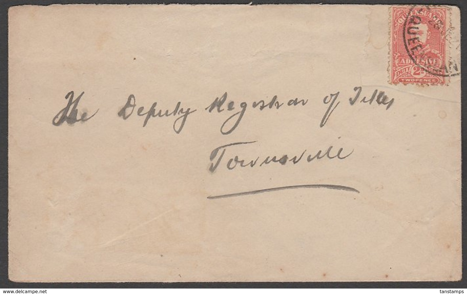 QUEENSLAND 1916-26 2d KGV REVENUE Postally Used On 1921 Local Cover. - Lettres & Documents