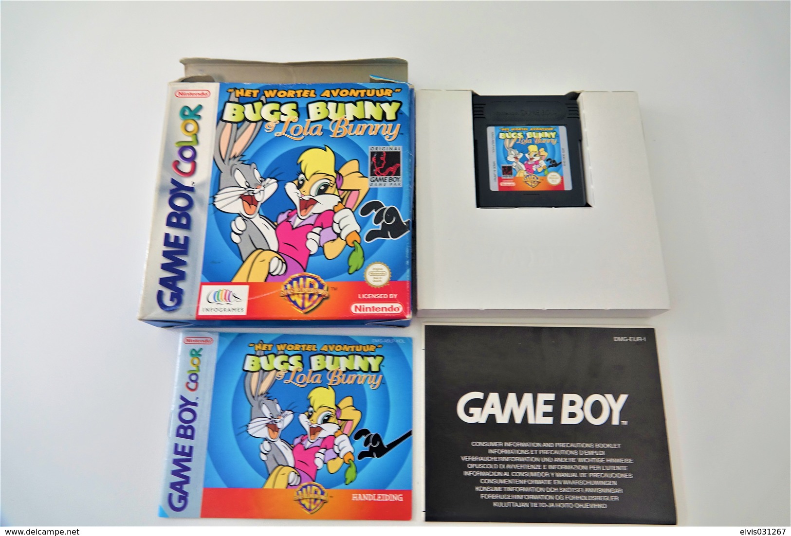 NINTENDO GAMEBOY COLOR : BUGS BUNNY AND LOLA BUNNY Het Wortelavontuur - Infogrames Benelux - 1999 - Game Boy Color
