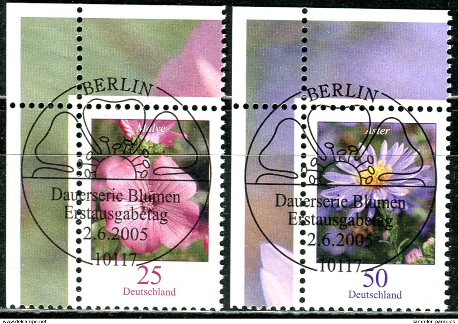 BRD - Mi 2462 / 2463 ECKE LIO - Zentrisch OO Gestempelt (A) - 25-50C  Blumen III - Gebraucht