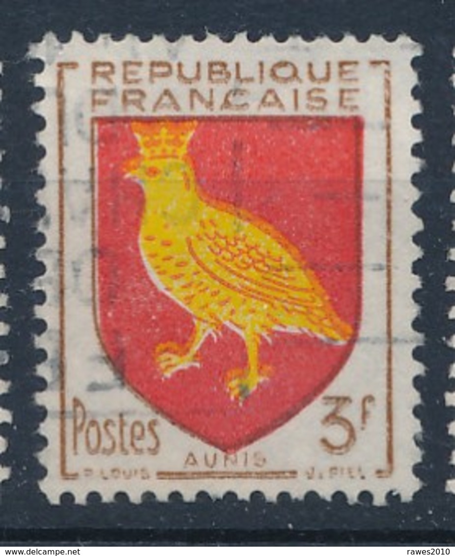 Frankreich 3 F. Gest. Wappen Aunis Vogel - Briefmarken