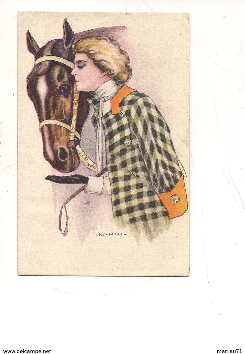 P139 Illustratori DONNINE CAVALLO NANNI 257-1 1918  VIAGGIATA - Nanni