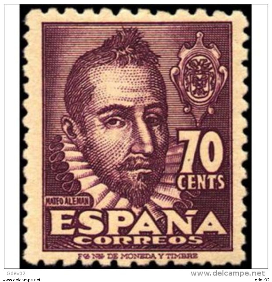 ES1036STV-LFT***1036STCES.España.Spain  Espagne. Escritor.MATEO ALEMAN.1948. (Ed 1036**) Sin Charnela - Otros & Sin Clasificación