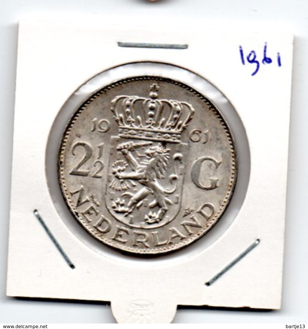 NEDERLAND 2 1/2 GULDEN 1961 JULIANA ZILVER - 1948-1980 : Juliana