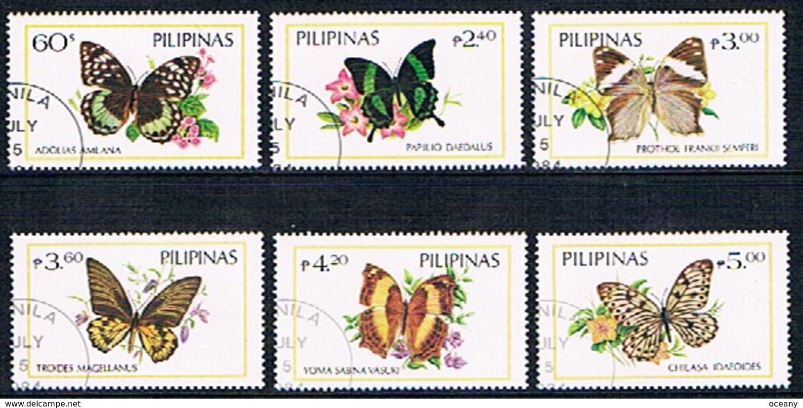 Philippines - Papillons 1379/1384 (année 1984) Oblit. - Papillons