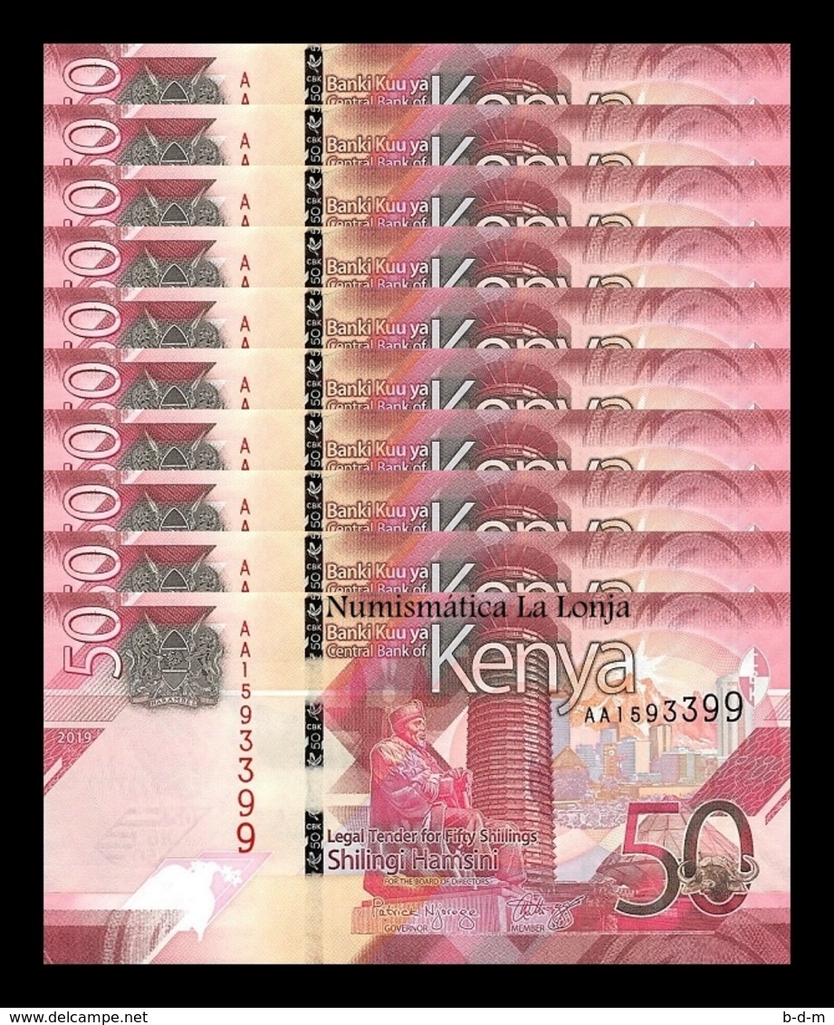 Kenya Lot Bundle 10 Banknotes 50 Shillings 2019 Pick New Design SC UNC - Kenya