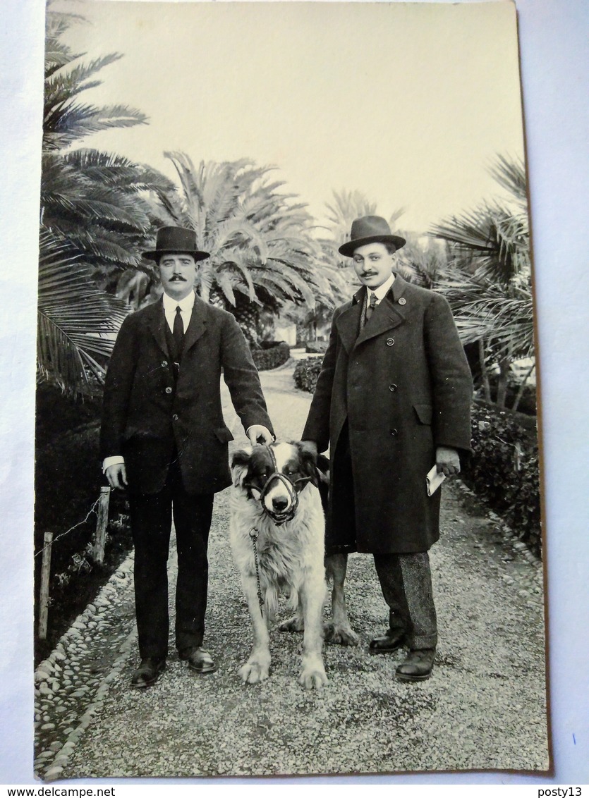 ITALIE - San Remo - Carte Photo - Couple Hommes Et Leur Chien Dans Jardin Public  - Photo Beckson , San Remo - Autres & Non Classés