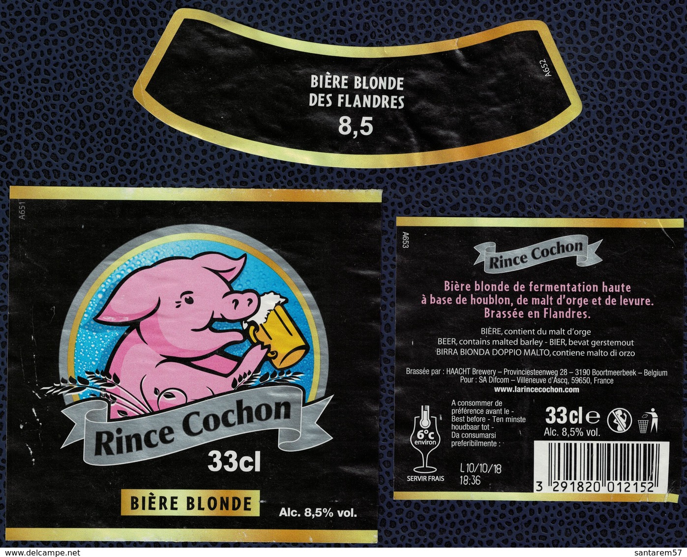 France Lot 3 Étiquettes Bière Beer Labels La Rince Cochon Blonde - Bière