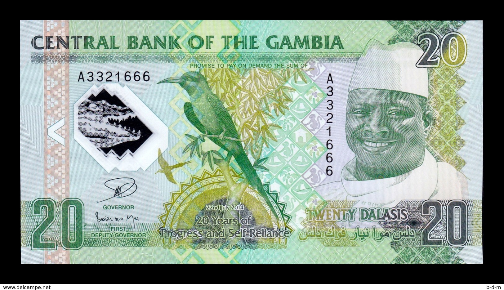 Gambia Lot Bundle 10 Banknotes 20 Dalasis 2014 Pick 30 Polymer SC UNC - Gambia