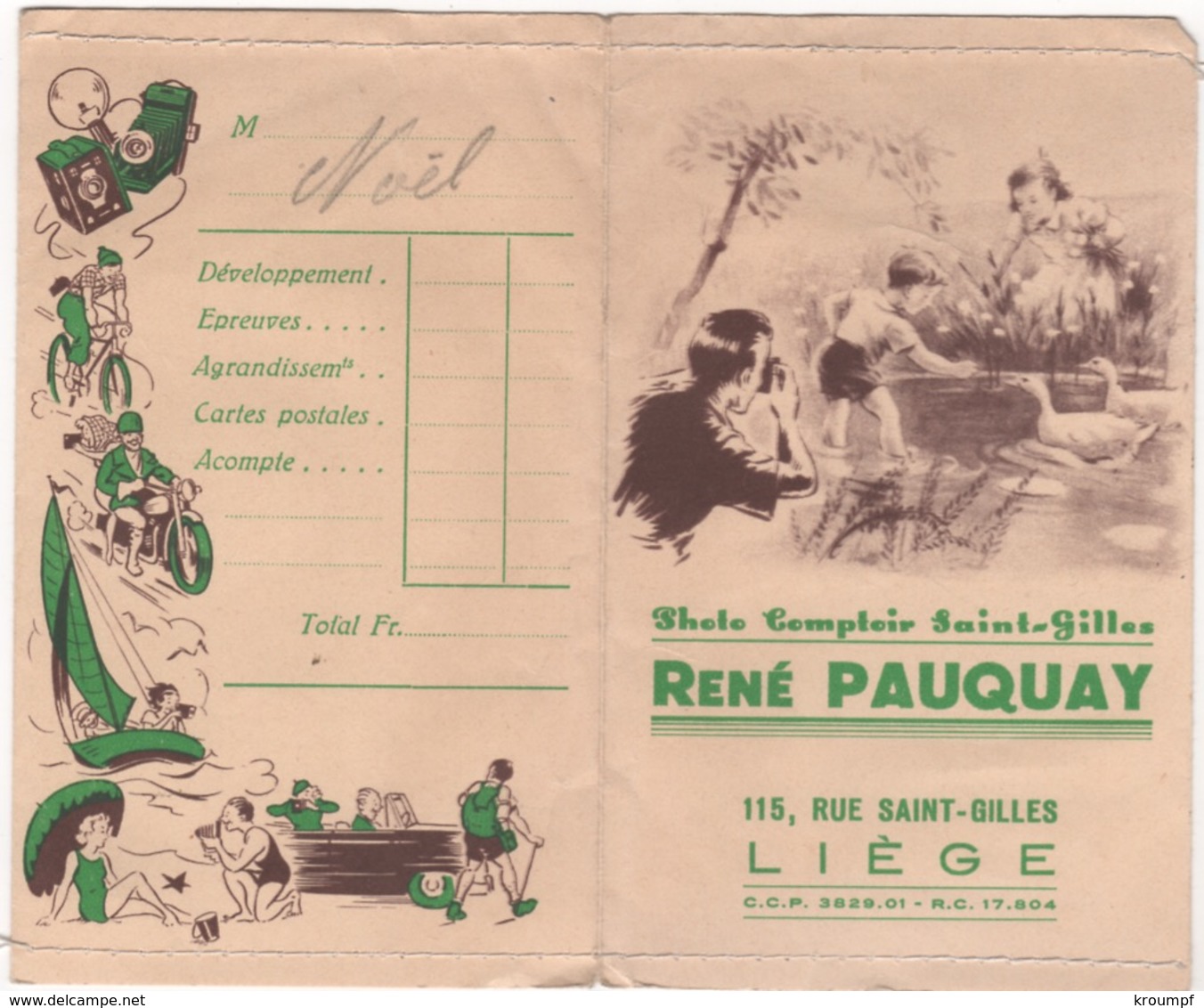 Ancienne Pochette De Photographie Pauquay Liege - Autres & Non Classés