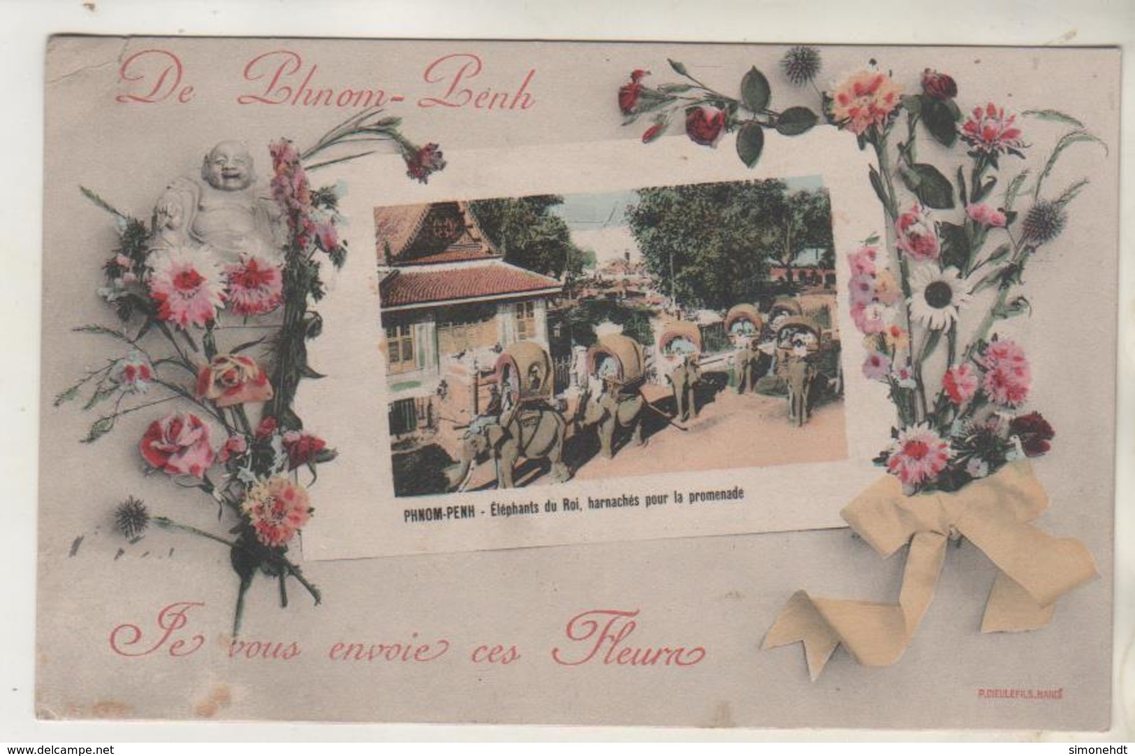 Carte Fantaisie - Je Vous Envoie Des Fleurs De PHNOM - PENH - Viêt-Nam