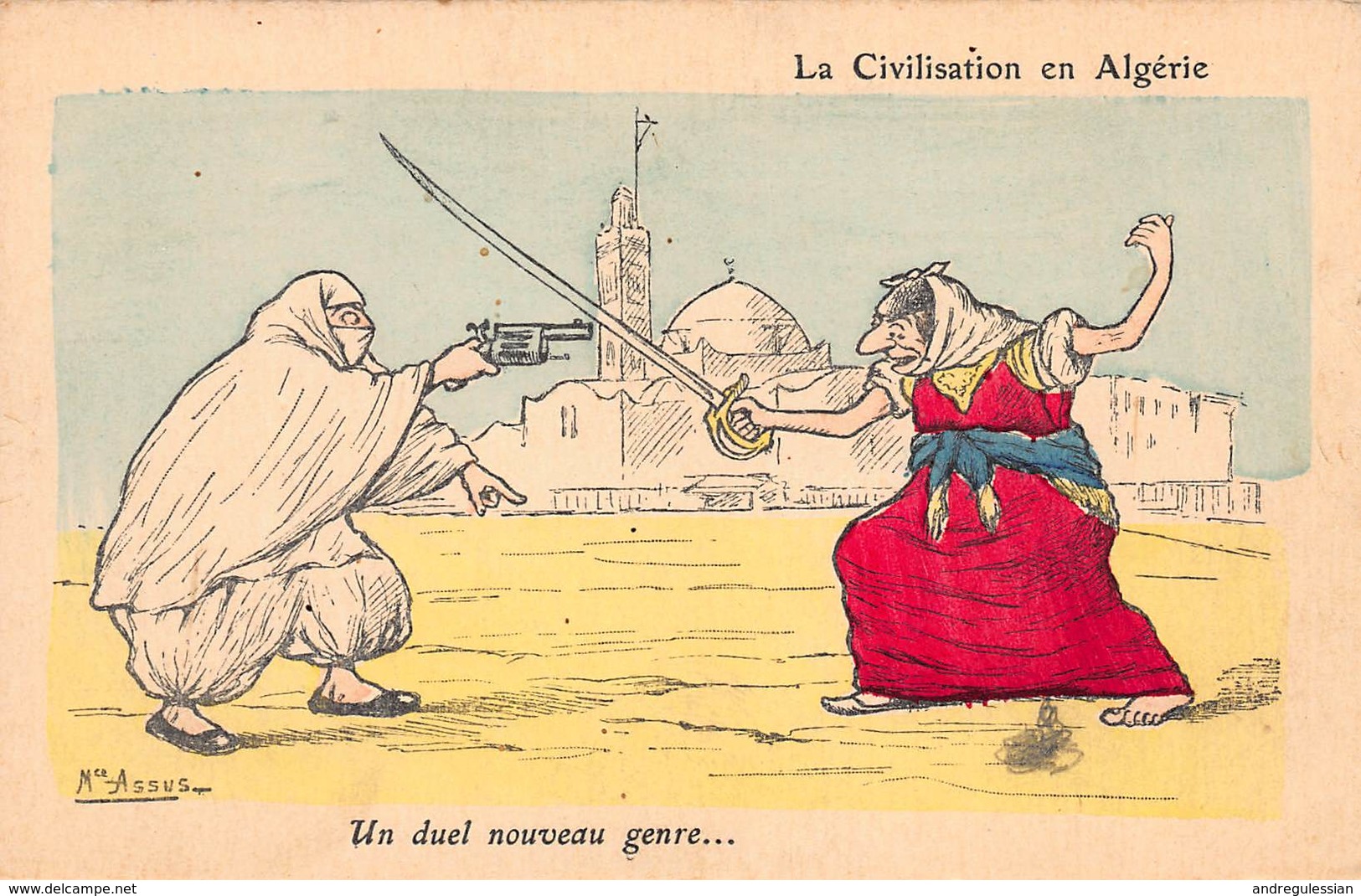 CPA La Civilisation En Algérie - Un Duel Nouveau Genre - ASSUS - Autres & Non Classés