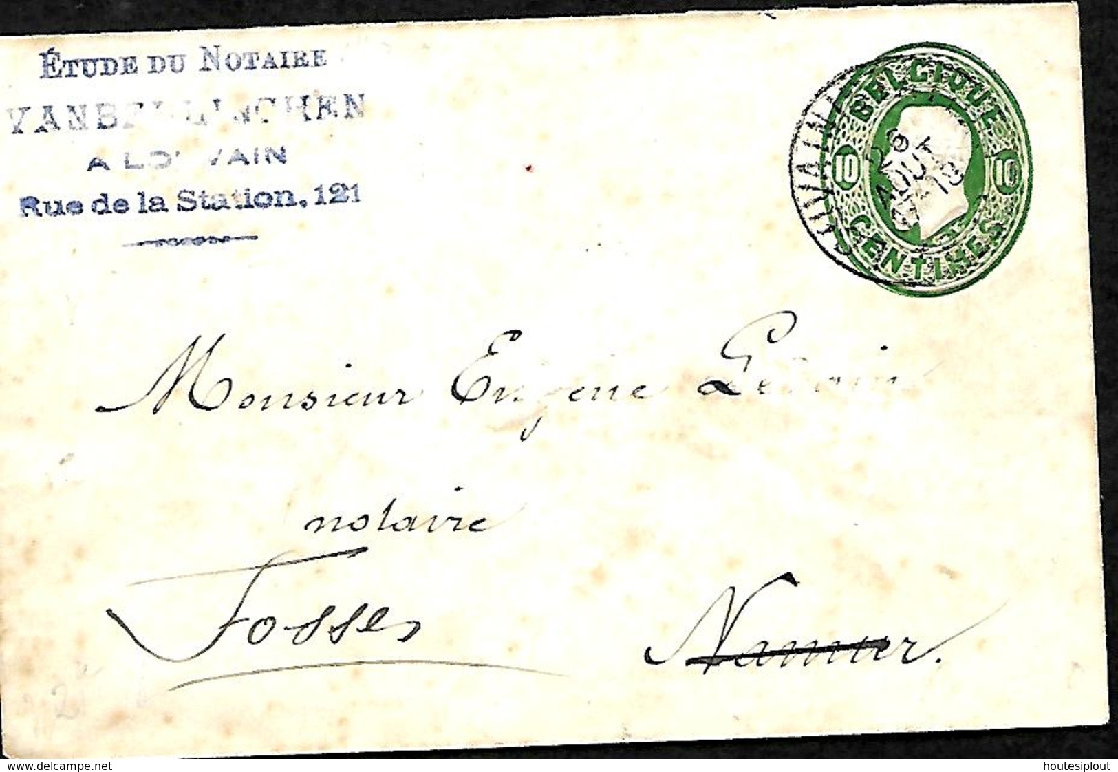 Belgique. Env; N° 3   Louvain Station > Namur > Fosses  Via Aerschot     1898   Taches - Autres & Non Classés