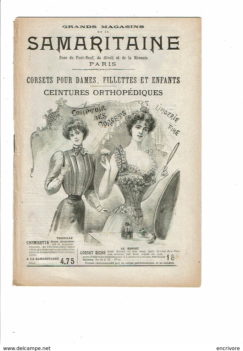 Catalogue De La SAMARITAINE Corsets Pour Dame Filettes Et Enfants Ceinture Orthopédiques  1900 - Fashion