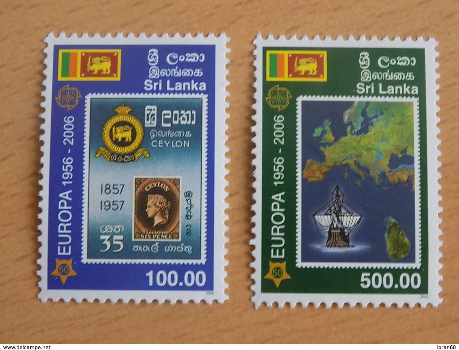 Série 2 Timbres Neuf Sri Lanka 2006 : Cinquantenaire Du Timbre Europa - Autres & Non Classés