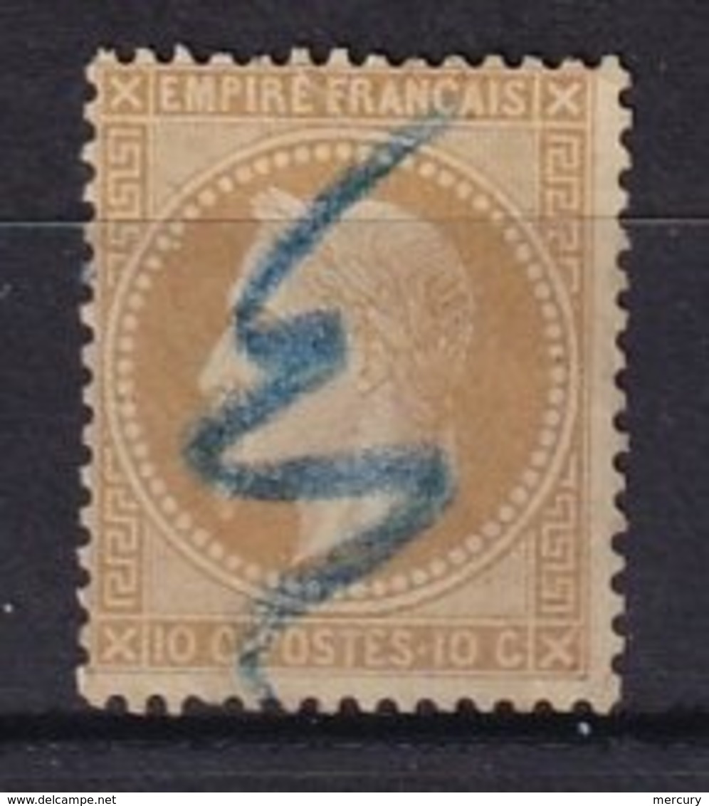 FRANCE - 10 C. Lauré Type II Annulé Au Crayon Bleu - 1863-1870 Napoléon III Lauré