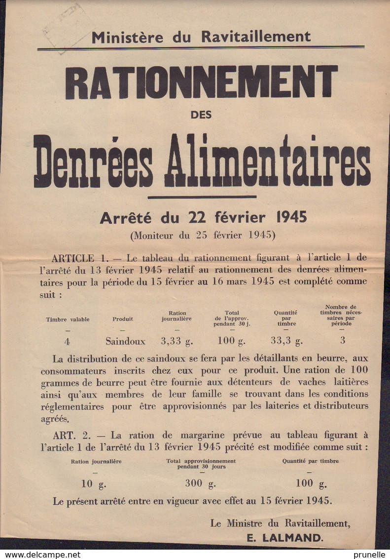 Affiche Rationnement 1945 - Plakate